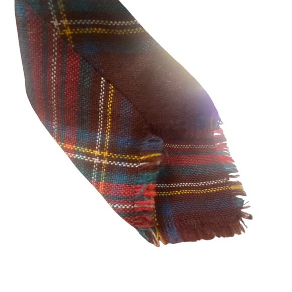 Vintage Pilgrim Cravats Sears Necktie Brown Red Yellow Plaid Wool 57x4 Mad Men - Picture 6 of 9